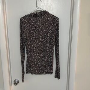 H&M Black and Pink Floral Long Sleeve Top